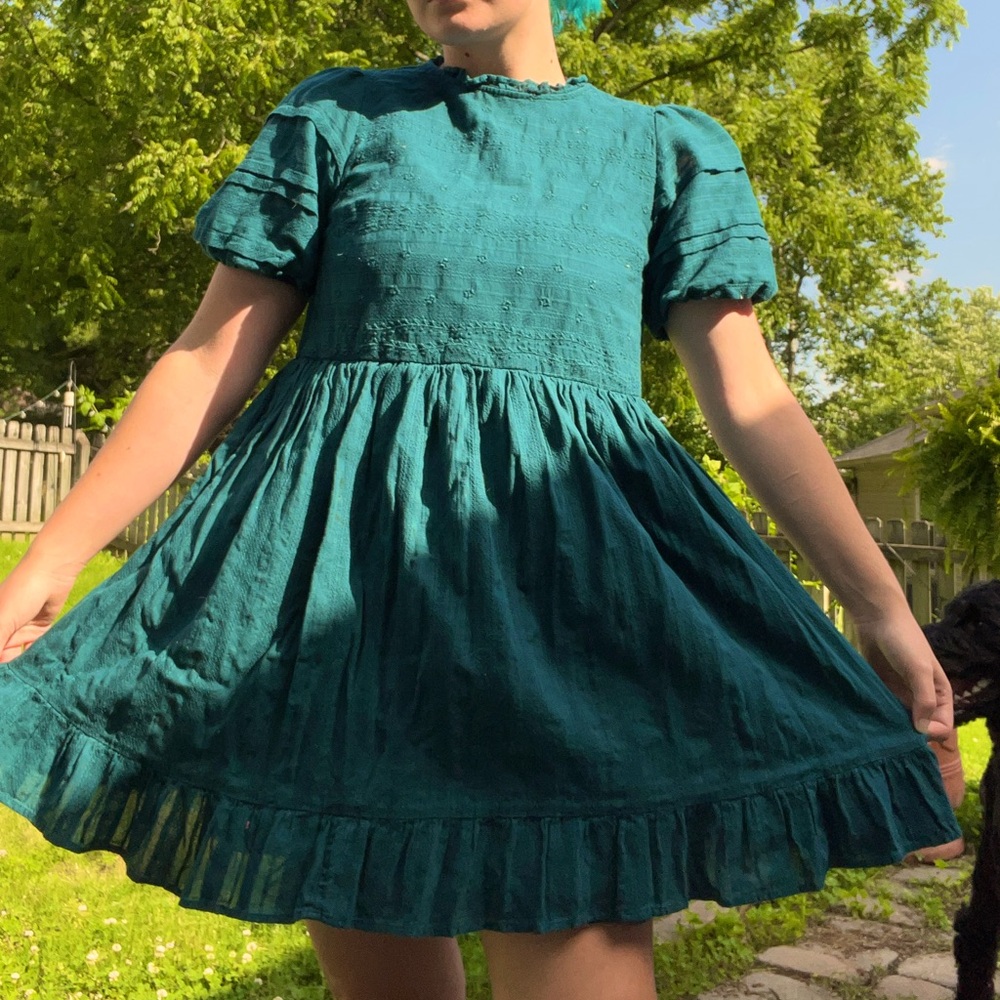 Universal Thread Puff Sleeve Dress in Emerald